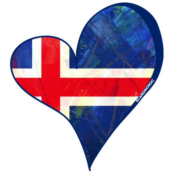 Grunge motif iceland flag shaped as a heart, designed by SCANDINORDIC