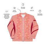SCANDINORDIC Peach Floral Unisex Bomber Jacket