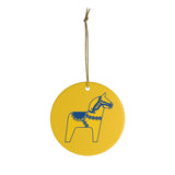 Swedish Dala Horse Yellow Ceramic Tree Ornament - SCANDINORDIC.com